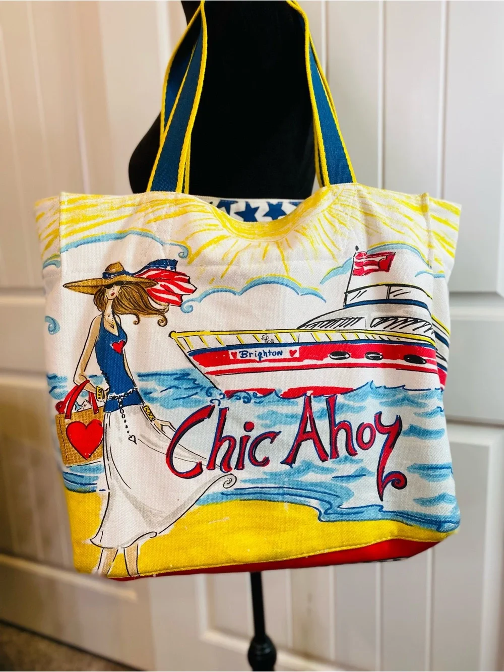 Brighton Beach Illustrated Canvas Tote Bag in Multi-Color - Picture 2 of 16
